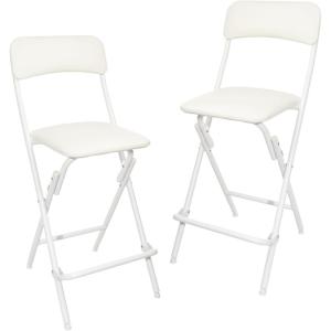 imageAmazon Basics Folding Stool with footrest 300lb Capacity 24quot Height White Set of 2White