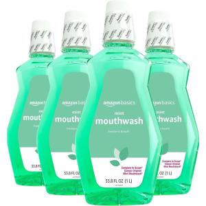 imageAmazon Basics Fresh Breath Mouthwash Mint 507 Ounce Pack of 1 Previously Solimo338 Fl Oz Pack of 4