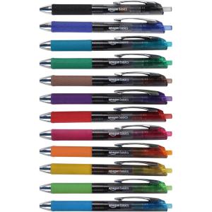 imageAmazon Basics Gel Pens Fine Point Smooth Writing Pens Retractable Assorted 07mm 12 PackAssorted