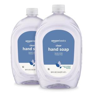 imageAmazon Basics Gentle ampamp Mild Clear Liquid Hand Soap Refill TriclosanFree 50 Fl Oz Pack of 2 Previously Solimo50 Fl Oz Pack of 2