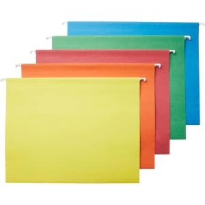 imageAmazon Basics Hanging Organizer File Folders for Efficient Filing Assorted Colors Letter Size Pack of 25Assorted