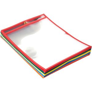 imageAmazon Basics Heavy Duty Dry Erase Ticket Holder Pockets with Clear Plastic Film and Multicolored Fabric Edge 85quot X 11quot Pack of 25150