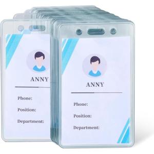 imageAmazon Basics ID Badge Holders Vertical Clear Plastic 255quot x 441quot Pack of 50Vertical