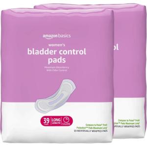 imageAmazon Basics Incontinence Pads for Women Bladder Control Postpartum Overnight Absorbency Unscented 60 Count 2 Packs of 30Maximum 78 Count