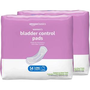 imageAmazon Basics Incontinence Pads for Women Bladder Control Postpartum Overnight Absorbency Unscented 60 Count 2 Packs of 30Moderate 108 Count