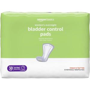 imageAmazon Basics Incontinence Pads for Women Bladder Control Postpartum Overnight Absorbency Unscented 60 Count 2 Packs of 30Pack of 1