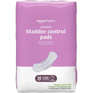 imageAmazon Basics Incontinence Pads for Women Bladder Control Postpartum Overnight Absorbency Unscented 60 Count 2 Packs of 30Ultimate 30 Count