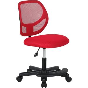imageAmazon Basics Kids Adjustable Mesh LowBack Swivel Study Desk Chair with Footrest RedRed