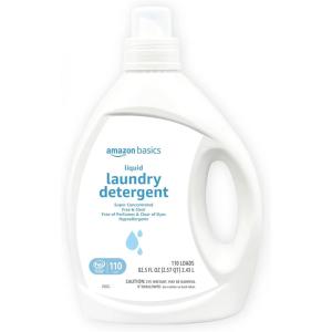 imageAmazon Basics Laundry Detergent Liquid Concentrated Fresh Scent 110 Loads 825 Fl Oz New PackagingFree  Clear