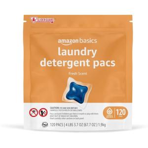 imageAmazon Basics Laundry Detergent Pacs Fresh Scent 120 Count Previously SolimoFresh