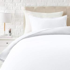 imageAmazon Basics Lightweight Microfiber 2Piece Duvet Cover Set with Zipper Closure TwinTwin XL Bright White Solid  Pack of 4Bright White
