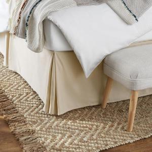 imageAmazon Basics Lightweight Pleated Bed Skirt Queen Bright White SolidBeige