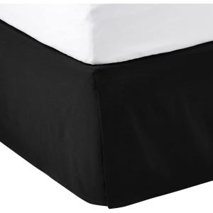 imageAmazon Basics Lightweight Pleated Bed Skirt Queen Bright White SolidBlack
