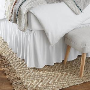 imageAmazon Basics Lightweight Ruffled Bed Skirt Classic Style Soft and Stylish 100 Microfiber with 16quot Drop Machine Washable Wrinkle Free Queen Bright White SolidWhite