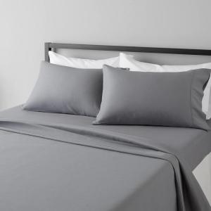 imageAmazon Basics Lightweight Super Soft Easy Care Microfiber 3 Piece Bed Sheet Set with 14Inch Deep Pockets Twin Frosted Lavender Solid 4 PackDark Gray