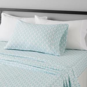imageAmazon Basics Lightweight Super Soft WrinkleFree Easy Care Microfiber 4Piece Bed Sheet Set with 14Inch Deep Pockets Full Bright White SolidAqua Fern
