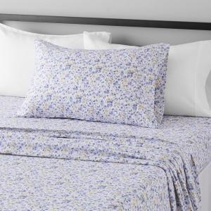 imageAmazon Basics Lightweight Super Soft WrinkleFree Easy Care Microfiber 4Piece Bed Sheet Set with 14Inch Deep Pockets Full Bright White SolidBlue Floral