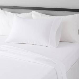 imageAmazon Basics Lightweight Super Soft WrinkleFree Easy Care Microfiber 4Piece Bed Sheet Set with 14Inch Deep Pockets Full Bright White SolidBright White