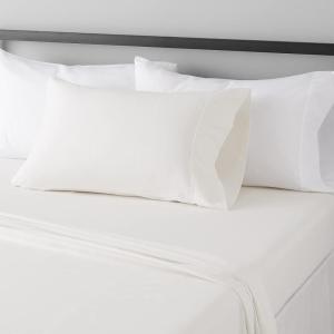 imageAmazon Basics Lightweight Super Soft WrinkleFree Easy Care Microfiber 4Piece Bed Sheet Set with 14Inch Deep Pockets Full Bright White SolidCream