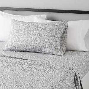 imageAmazon Basics Lightweight Super Soft WrinkleFree Easy Care Microfiber 4Piece Bed Sheet Set with 14Inch Deep Pockets Full Bright White SolidGray Cheetah