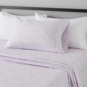 imageAmazon Basics Lightweight Super Soft WrinkleFree Easy Care Microfiber 4Piece Bed Sheet Set with 14Inch Deep Pockets Full Bright White SolidLavender Paisley