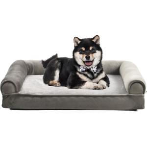 imageAmazon Basics Living Room Couch Dog Bed with Premium Foam PressureRelief Support for Dogs up to 90lbs Machine Washable Cover Extra Large Sized 44quot x 35quot GreyBrown