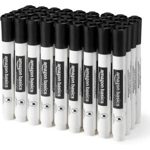 imageAmazon Basics LowOdor Dry Erase Whiteboard Markers Fine Tip Blue 36 CountBlack