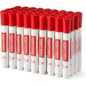 imageAmazon Basics LowOdor Dry Erase Whiteboard Markers Fine Tip Blue 36 CountRed