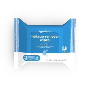 imageAmazon Basics Makeup Remover Wipes Fragrance and AlcoholFree Gentle Cleansing Removes Waterproof Mascara Dermatologist Tested 25 Count Pack of 2 Previously SolimoFragrance Free