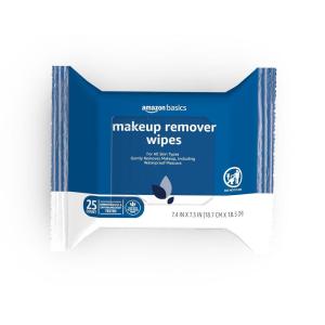 imageAmazon Basics Makeup Remover Wipes Fragrance and AlcoholFree Gentle Cleansing Removes Waterproof Mascara Dermatologist Tested 25 Count Pack of 2 Previously SolimoOriginal