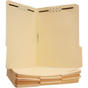 imageAmazon Basics Manila File Folders with Fasteners for Organized Filing Letter Size Light Brown 100PackLetter
