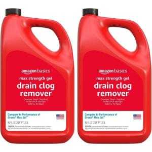 imageAmazon Basics Max Strength Drain Cleaner Hair Clog Remover Gel  Unclogs Hair and Grease 80 Fl Oz80 Fl Oz Pack of 2