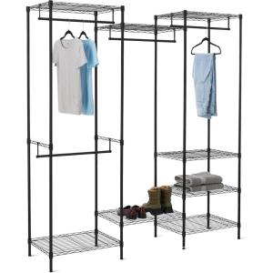 imageAmazon Basics Metal Hanging Storage Organizer Rack Wardrobe with Shelves 45L x 14W x 76H70W x18D x 76H inch
