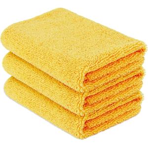 imageAmazon Basics Microfiber Car Drying Towels 12Pack Lint Free Scratch Free Highly Absorbent Drying Towel for Cars 16quot x 16quot Yellow3 Pack