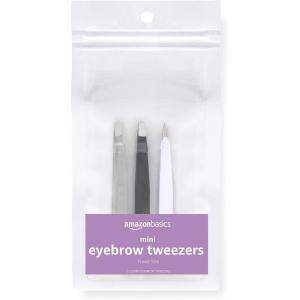 imageAmazon Basics Mini Eyebrow Tweezers 3Pack BlackWhiteGrey