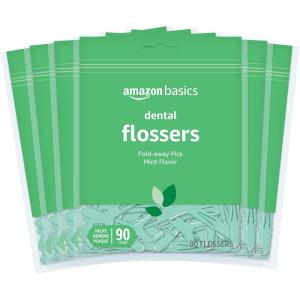 imageAmazon Basics Mint Dental Flossers 90 Count 1 Pack Previously Solimo90 Count Pack of 6