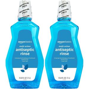 imageAmazon Basics Multi Action Antiseptic Rinse Alcohol Free Fresh Mint 1 Liter 338 Fluid Ounces 1Pack Previously Solimo338 Fl Oz Pack of 2