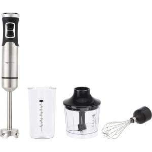 imageAmazon Basics MultiSpeed Immersion Hand Blender for Kitchen Mixing Smoothies Soups 500 Watt Powerful with Blending Stick Whisk Chopper and Beaker SilverPack of 1