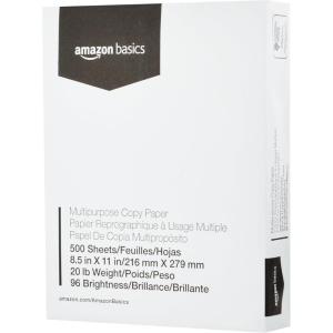 imageAmazon Basics Multipurpose Copy Printer Paper 85 x 11 Inches  20 lb 1 Ream 500 Sheets 96 Bright White1 Ream  500 Sheets