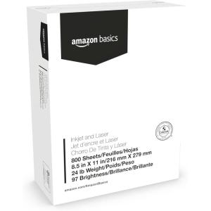 imageAmazon Basics Multipurpose Copy Printer Paper 85 x 11 Inches  24 lb 1 Mega Ream 800 Sheets 97 Bright White1 mega ream 800 sheet