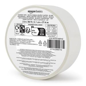 imageAmazon Basics No Residue NonReflective Gaffers Tape  2 inch x 90 feet BlackWhite