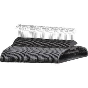 imageAmazon Basics Nonslip Heavy Duty Plastic Hanger with Rubber and Horizontal Bar Pack of 50 Gray