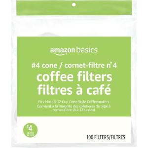 imageAmazon Basics Number 4 Cone Coffee Filters for 812 Cup Coffee Makers White 100 Count812 Cup