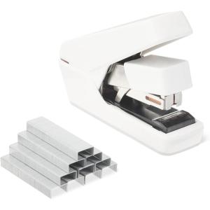 imageAmazon Basics Office Heavy Duty Stapler Flat Clinch Effortless 40 Sheet Capacity 1000 Staples No Jam for Classroom Office or Desk Use White 476 x 142 x 339 inches LxWxH