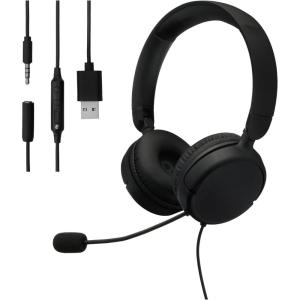 imageAmazon Basics On Ear Wired Computer Headset with Adjustable Microphone 35mm Port or in Line Control with USBA Port Foldable One Size Black