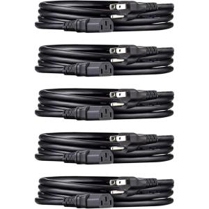 imageAmazon Basics PC Power Cord 12 feet AC Power Cord for Monitor Computer TV 3 Prong 18 AWG 125 Volts Black5Pack 5 Count