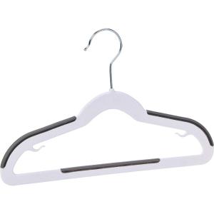 imageAmazon Basics Plastic Kids Clothes Hangers NonSlip 30Pack White and Black 128 L x 8 W x 02 T inch