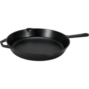 imageAmazon Basics PreSeasoned Cast Iron Skillet Oven Safe Even Heating HeavyDuty ampamp Large 15Inch Black15