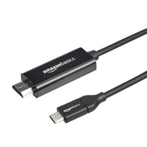 imageAmazon Basics Premium Aluminum USBC Source to HDMI Display Cable Adapter Thunderbolt 3 Compatible 4K60Hz 6Foot Black6Foot