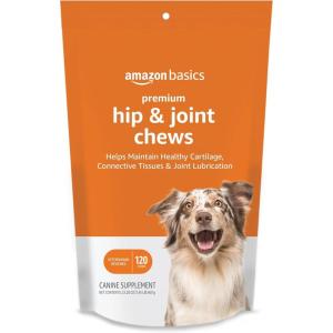 imageAmazon Basics Premium Dog Hip ampamp Joint Supplement Chews with EPA and DHA Chicken Liver Flavor 60 Count Previously Solimo120 Count Pack of 1